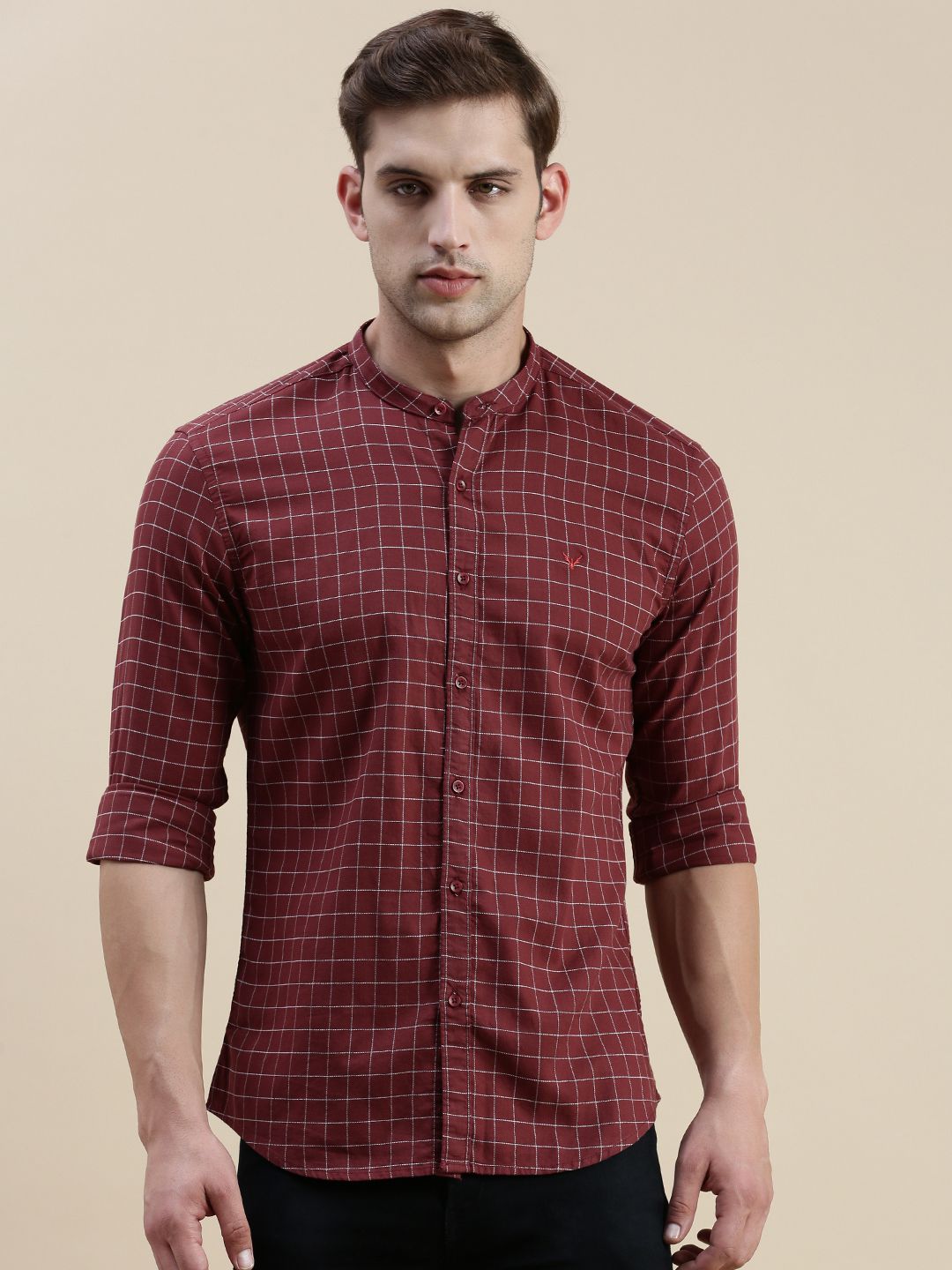     			Showoff Cotton Blend Regular Fit Checks Full Sleeves Men's Casual Shirt - Maroon ( Pack of 1 )