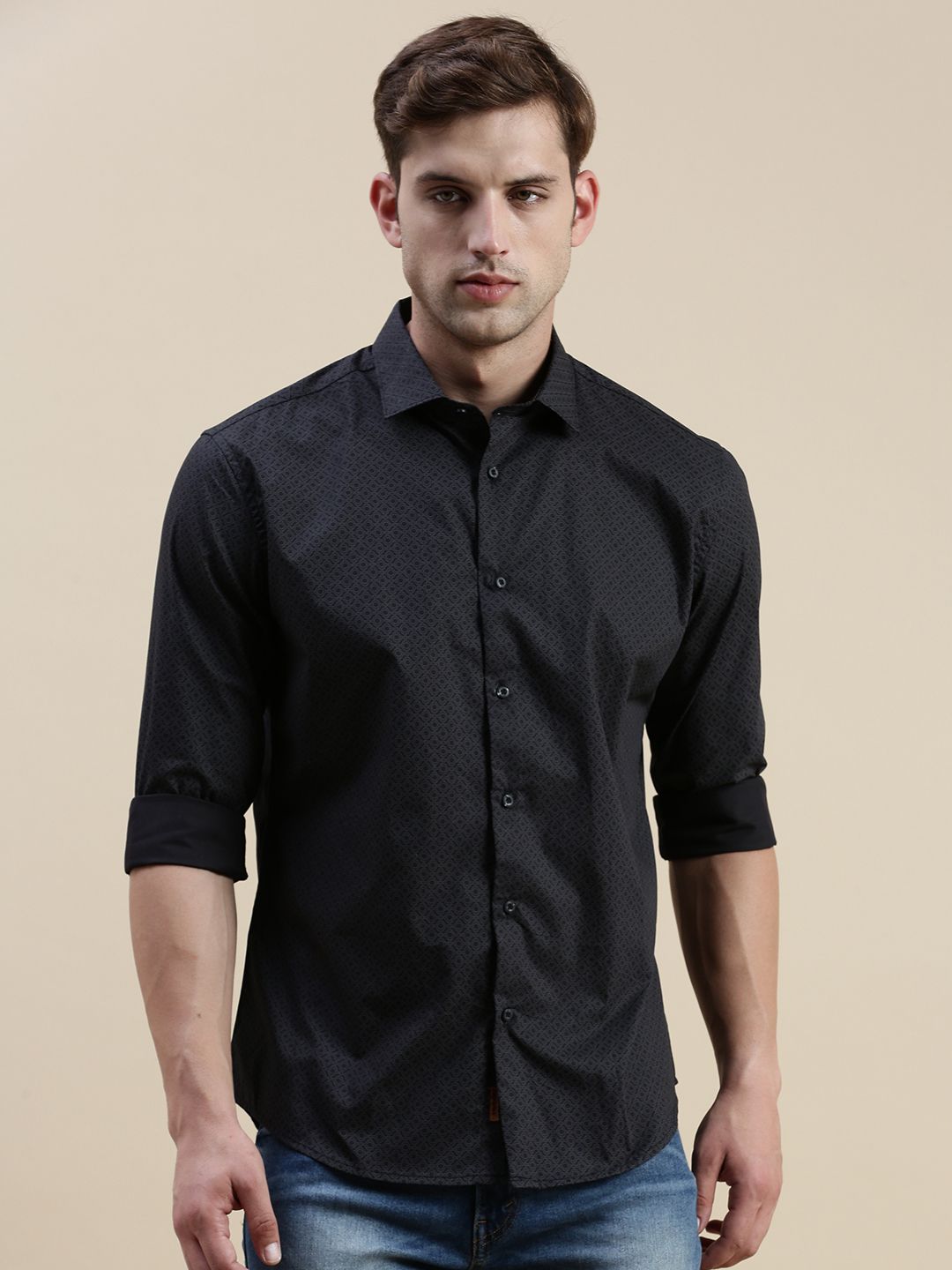     			Showoff Cotton Blend Regular Fit Printed Full Sleeves Men's Casual Shirt - Black ( Pack of 1 )