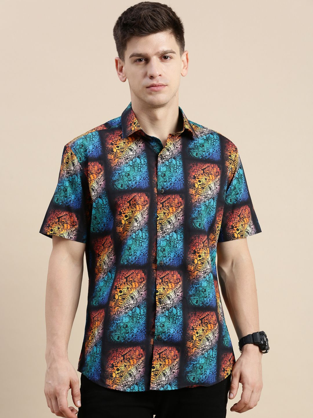     			Showoff Satin Regular Fit Printed Half Sleeves Men's Casual Shirt - Multi ( Pack of 1 )