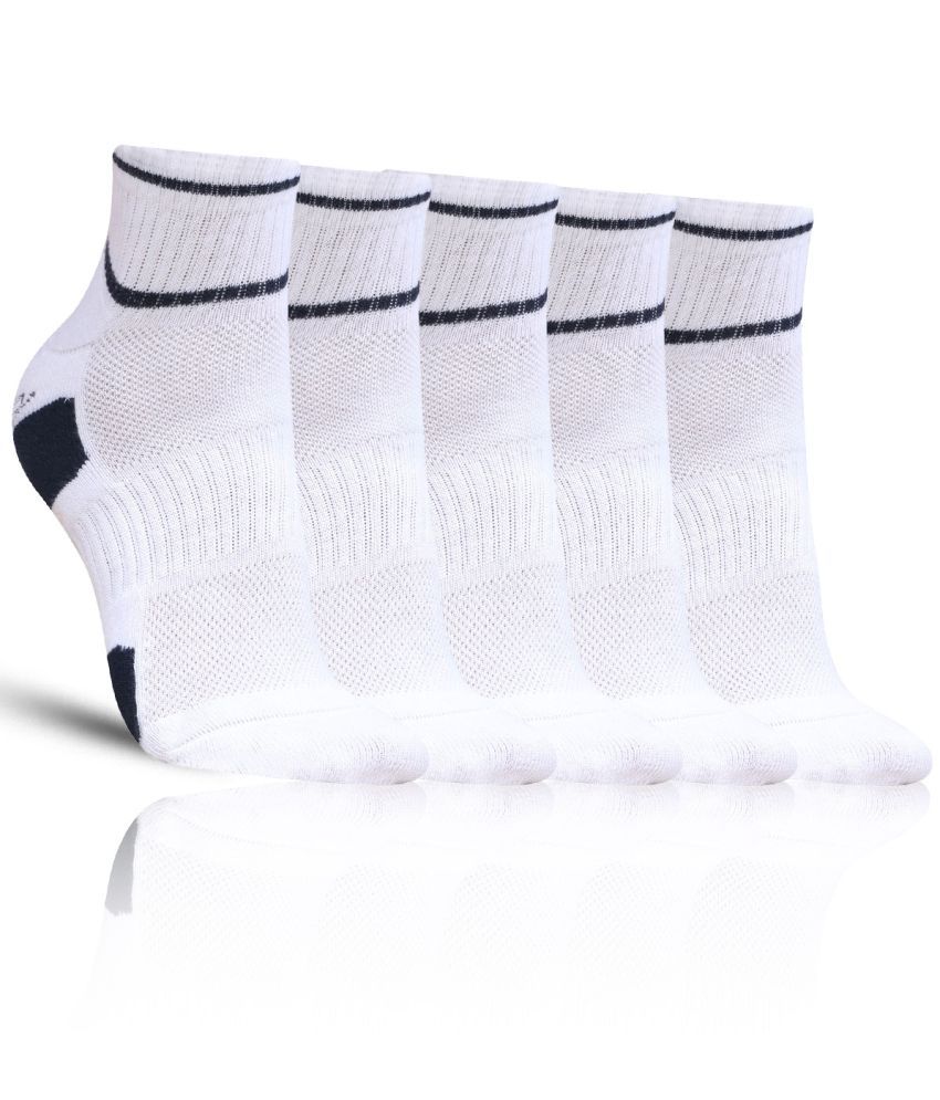     			Dollar - Cotton Men's Self Design White Ankle Length Socks ( Pack of 5 )