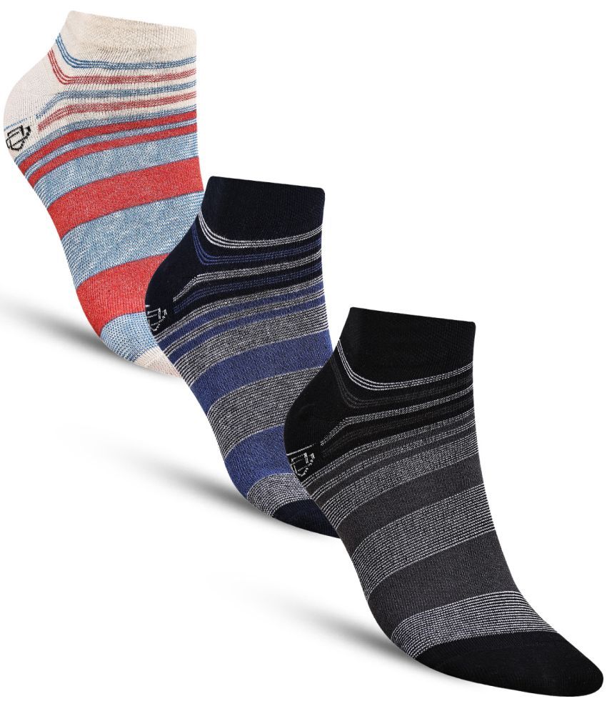     			Dollar - Cotton Men's Striped Multicolor Ankle Length Socks ( Pack of 3 )