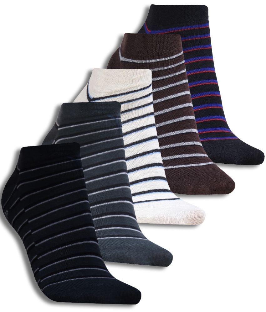     			Dollar - Cotton Men's Striped Black Low Ankle Socks ( Pack of 5 )