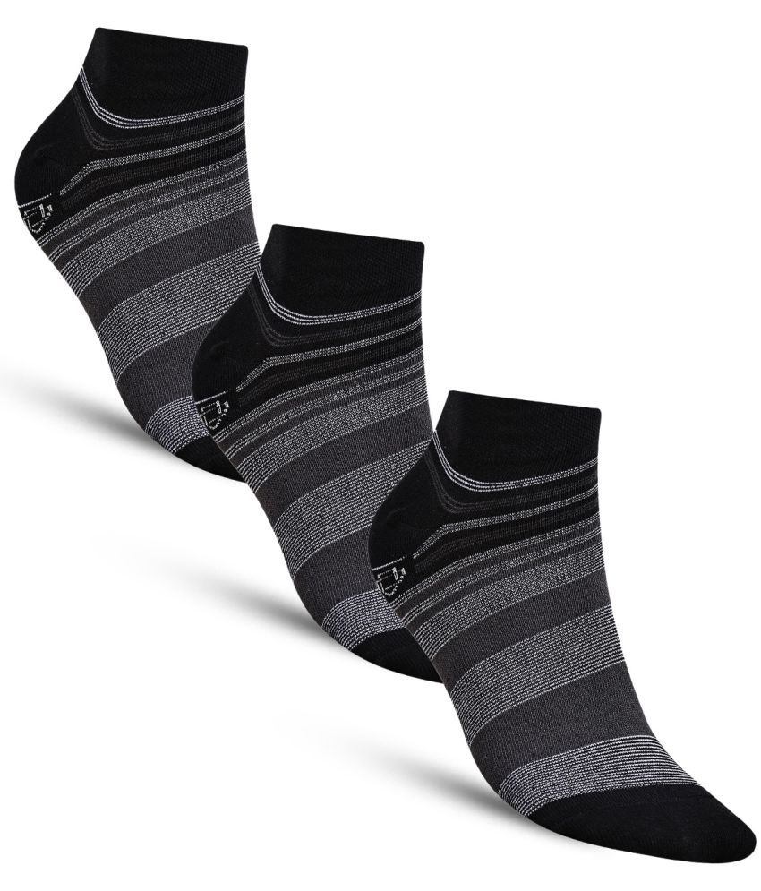     			Dollar - Cotton Men's Striped Black Ankle Length Socks ( Pack of 3 )