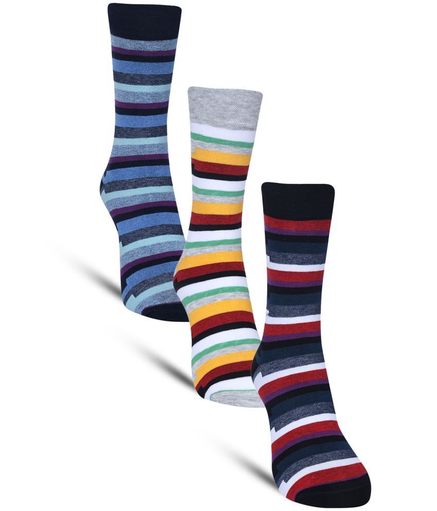     			Dollar - Cotton Men's Striped Multicolor Full Length Socks ( Pack of 3 )