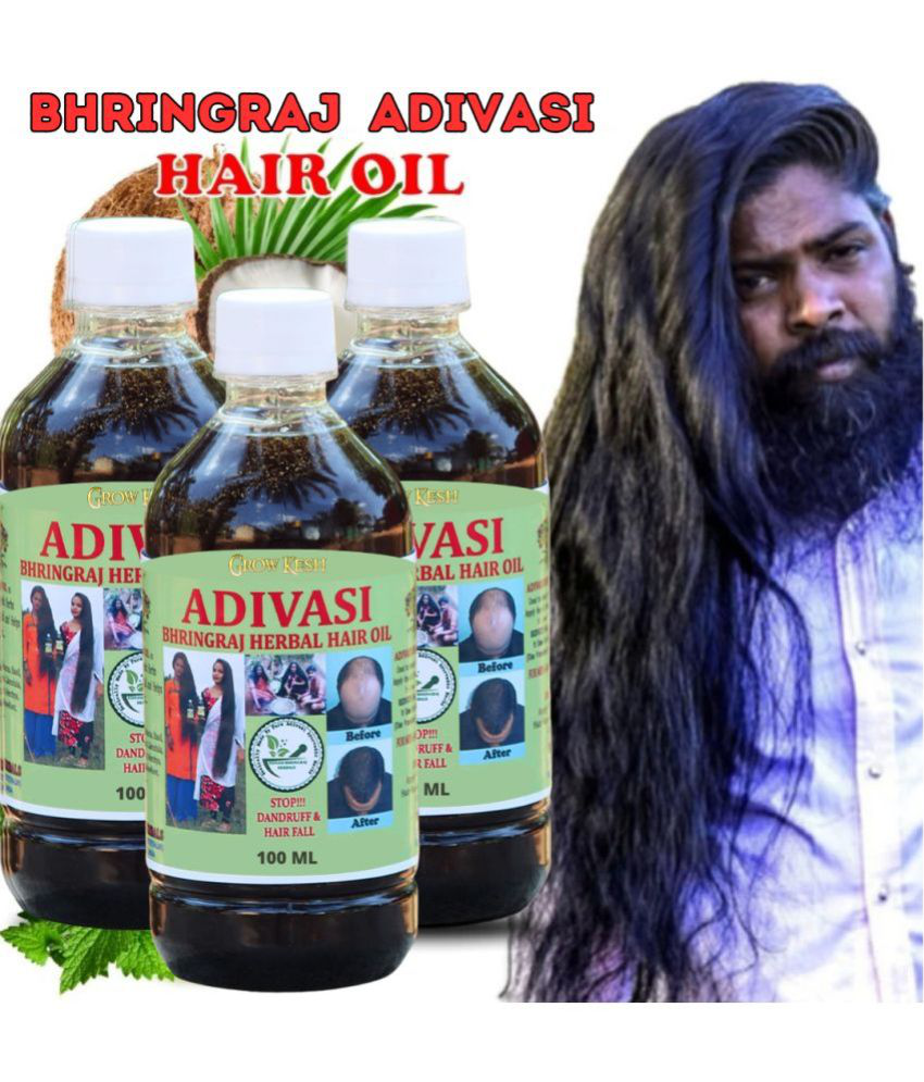     			Growkesh Advivasi Bhringraj herbal hair oil 100 ml each (Pack of 3)