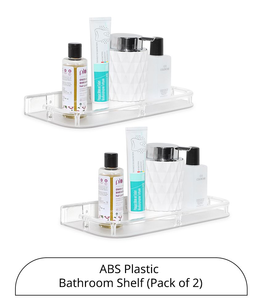     			HOMETALES ABS Plastic Bathroom Shelf (5X12) White (Pack of 2)