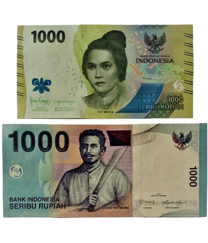     			INDONESIA 2 DIFFERENT WITH SAME VALUE 1000 RUPIAH IN TOP UNC GRADE