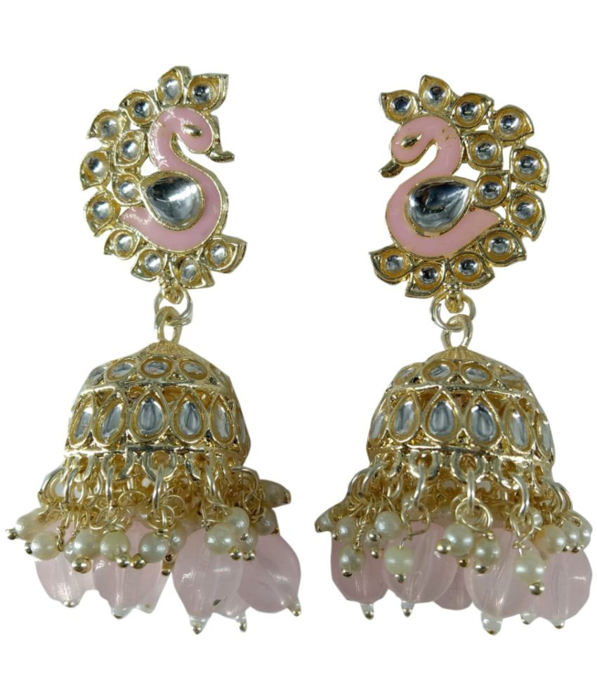     			Jiyanshi fashion Light Pink Jhumki Earrings ( Pack of 1 )