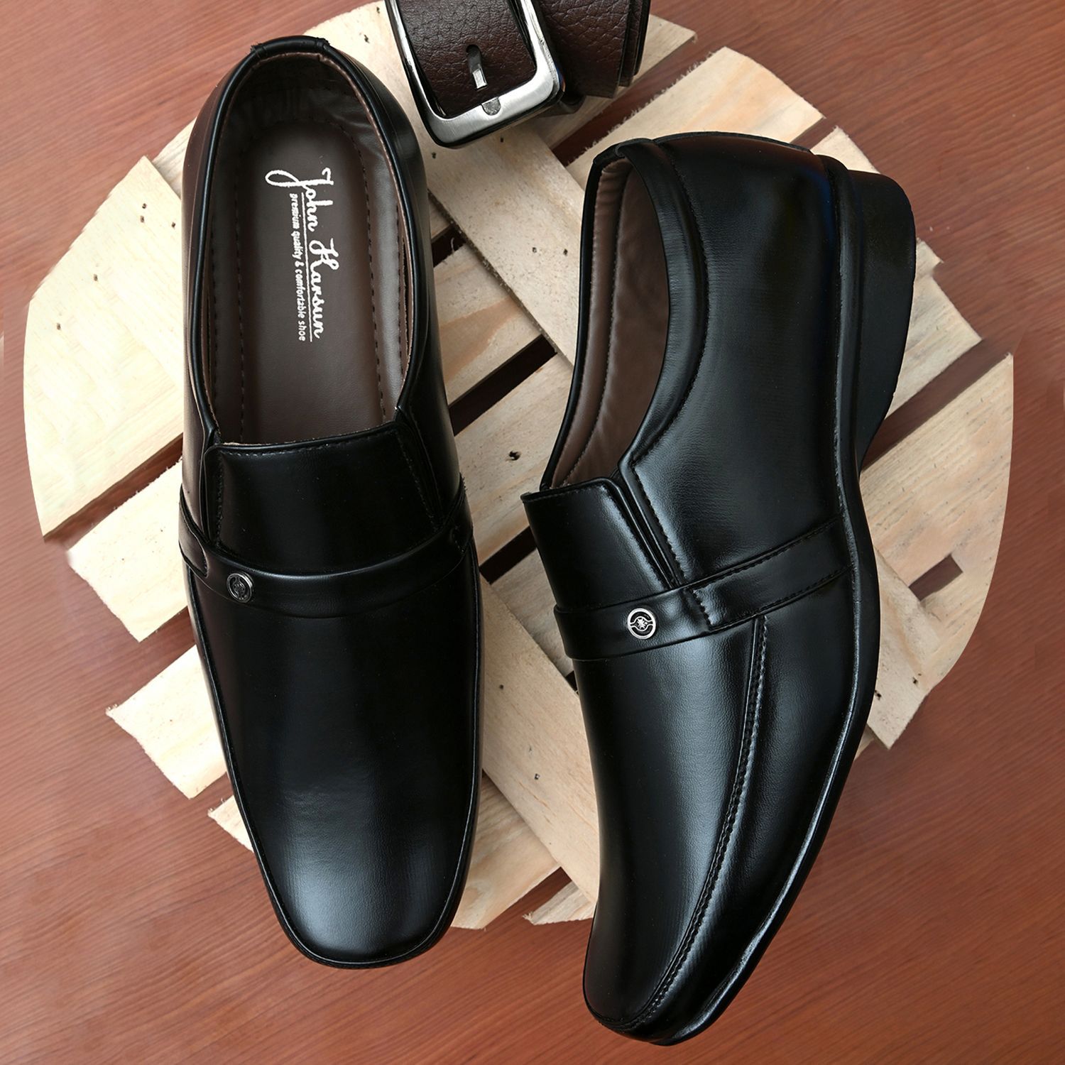     			John Karsun - Black Men's Slip On Formal Shoes