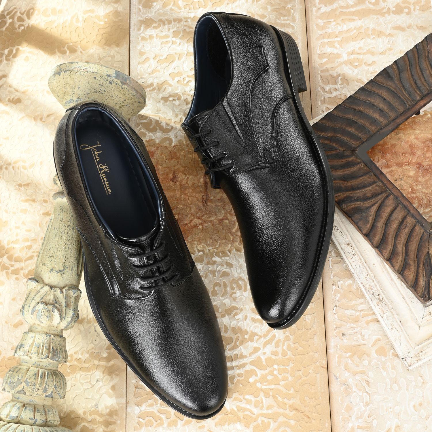     			John Karsun - Black Men's Derby Formal Shoes