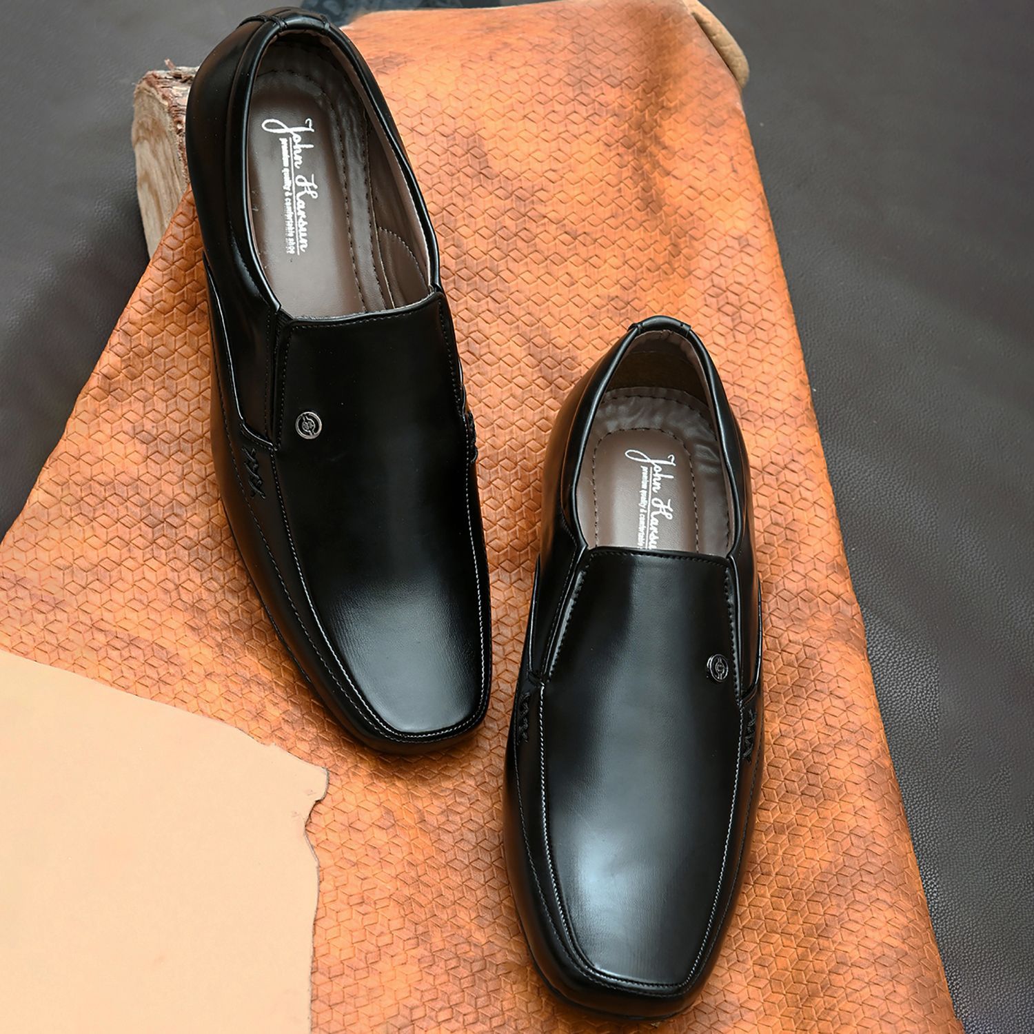    			John Karsun Slip On Artificial Leather Black Formal Shoes
