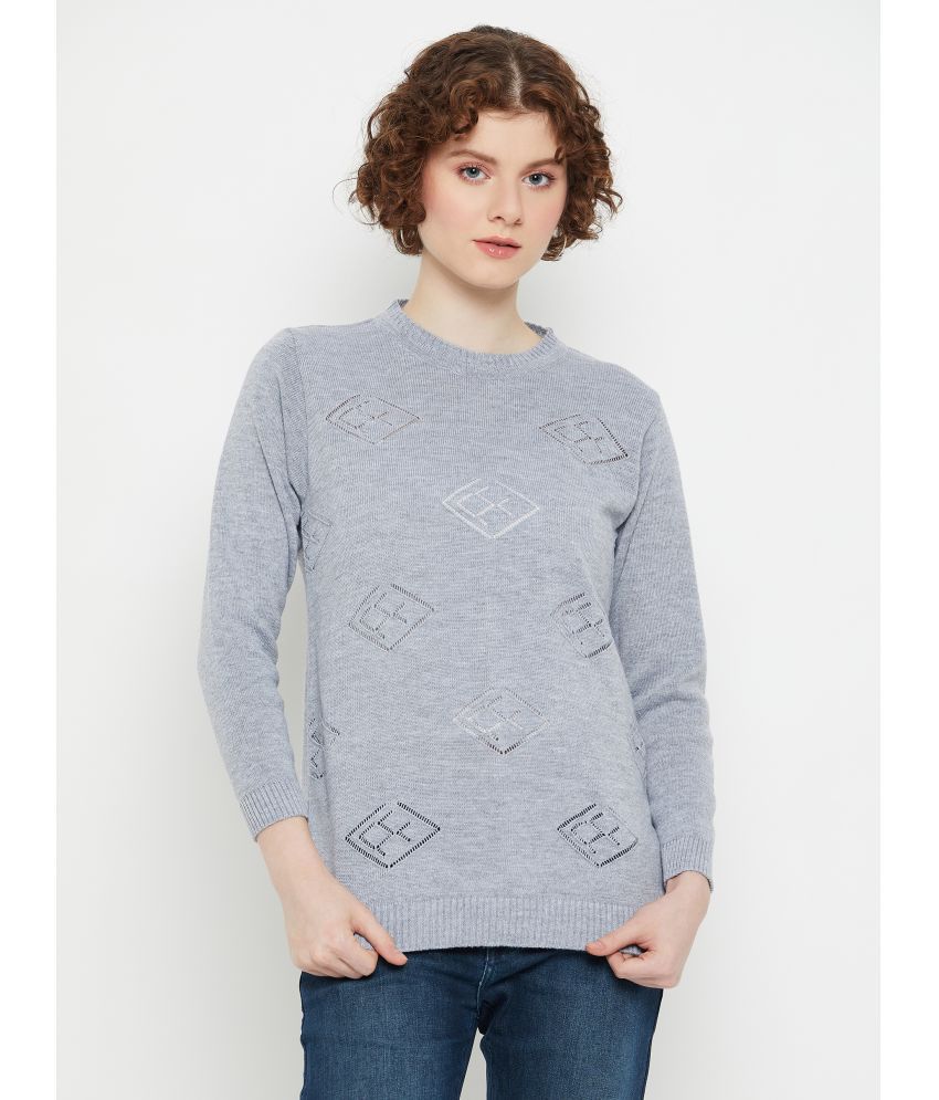     			KASMA Acro Wool Round Neck Women's Pullovers - Grey ( )