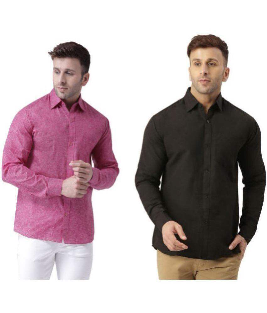    			RIAG Cotton Blend Regular Fit Solids Full Sleeves Men's Casual Shirt - Purple ( Pack of 2 )