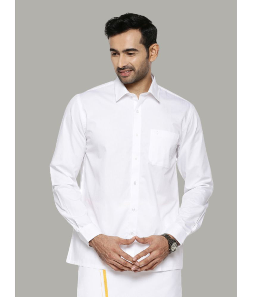     			Ramraj cotton 100% Cotton Regular Fit Solids Full Sleeves Men's Casual Shirt - White ( Pack of 1 )