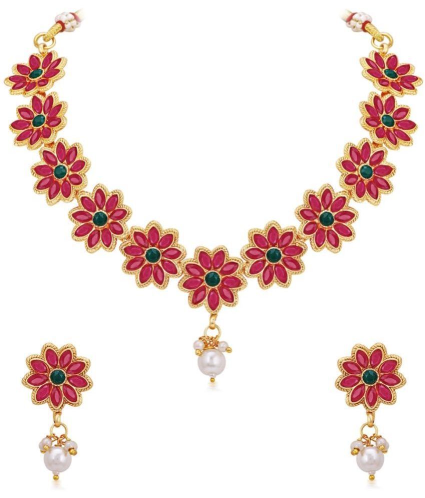     			Sukkhi - Pink Alloy Necklace Set ( Pack of 1 )