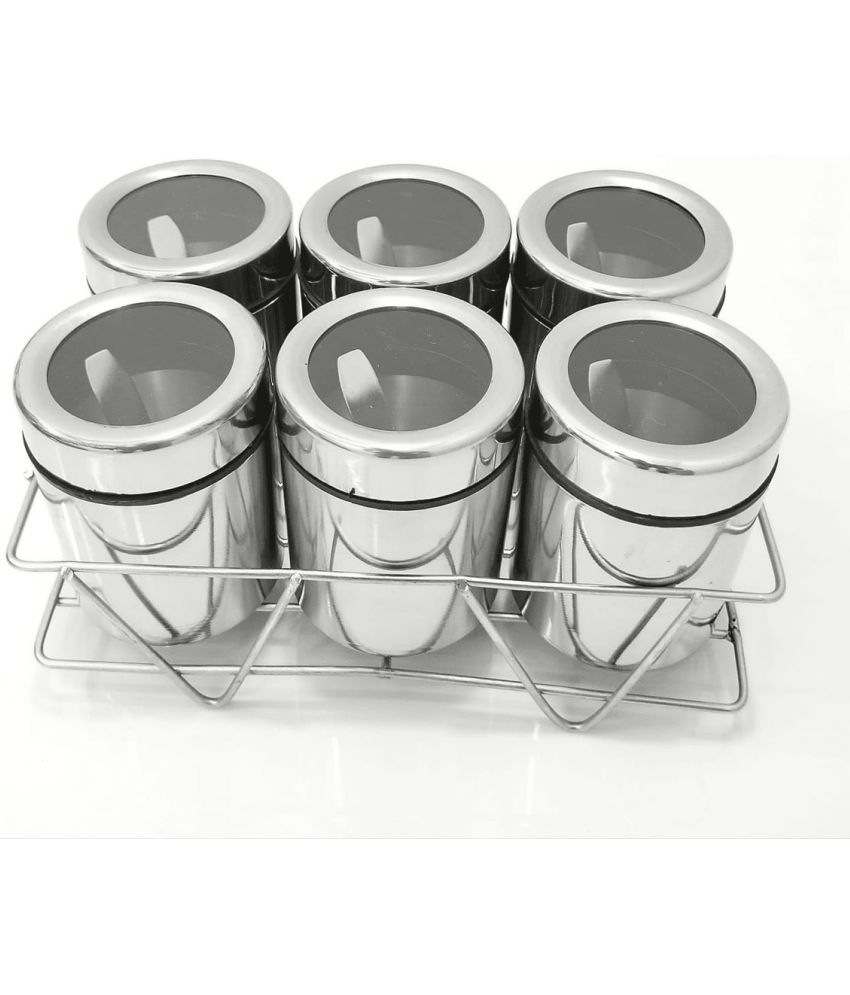     			Visaxmi 6 Masala Box Stand Steel Silver Spice Container ( Set of 1 )