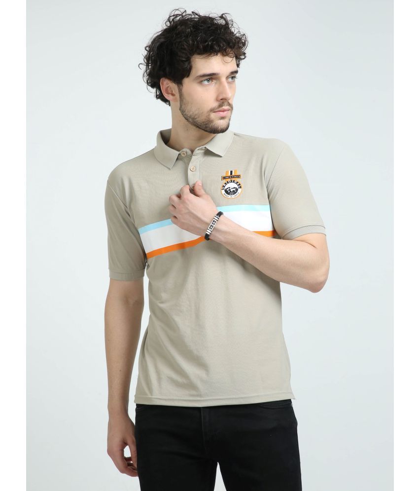     			DE-FIT Cotton Blend Regular Fit Colorblock Half Sleeves Men's Polo T Shirt - Beige ( Pack of 1 )