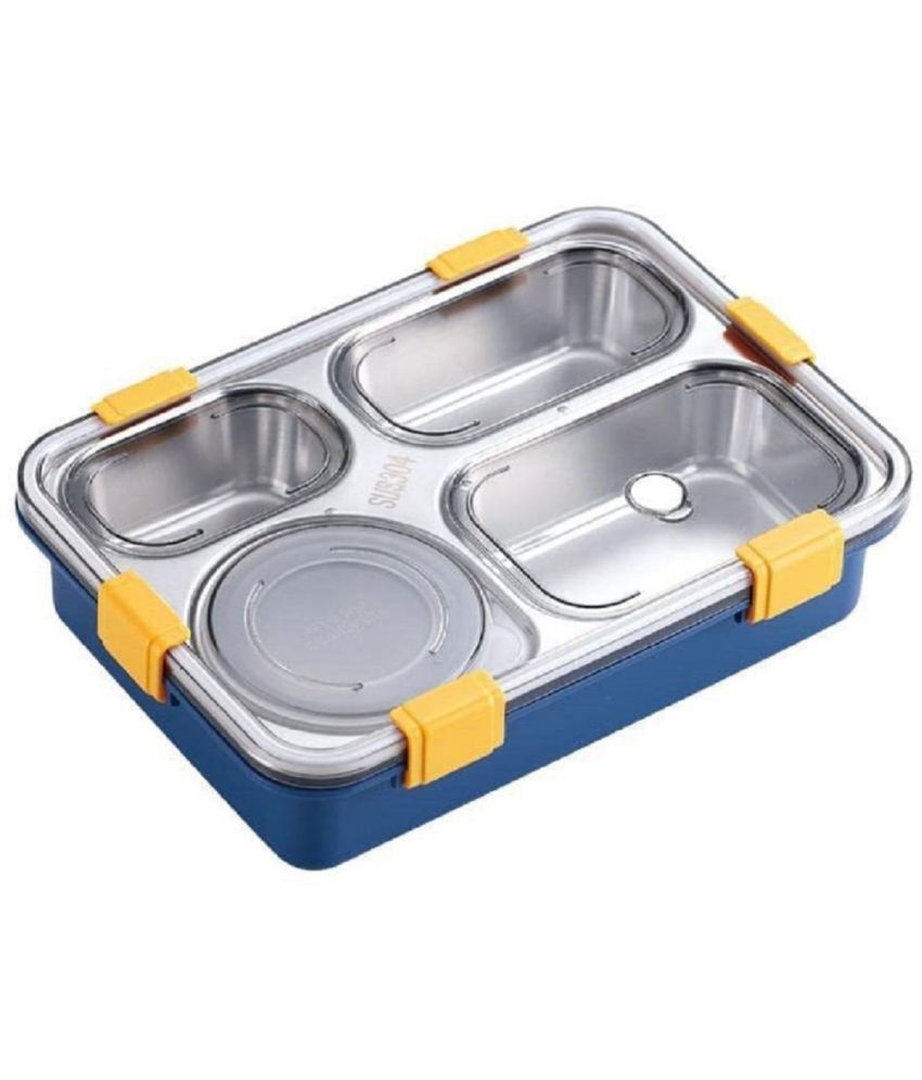     			DHSMART Lunch Box with 4 Compartment Wood Polish Sponge Students Lunch Box Sealed Leakage Proof Stainless 1 no.s