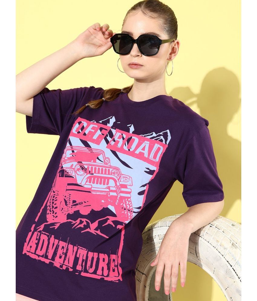     			Difference of Opinion - Purple Cotton Loose Fit Women's T-Shirt ( Pack of 1 )