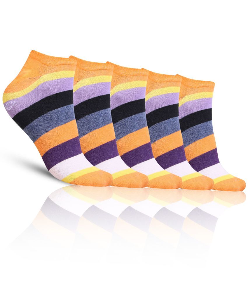     			Dollar - Cotton Men's Printed Orange Low Ankle Socks ( Pack of 5 )