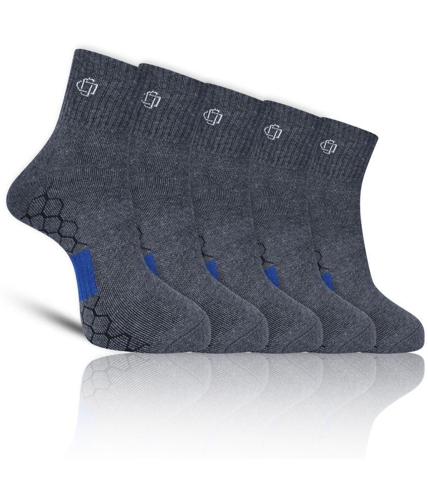     			Dollar - Cotton Men's Self Design Light Grey Ankle Length Socks ( Pack of 5 )