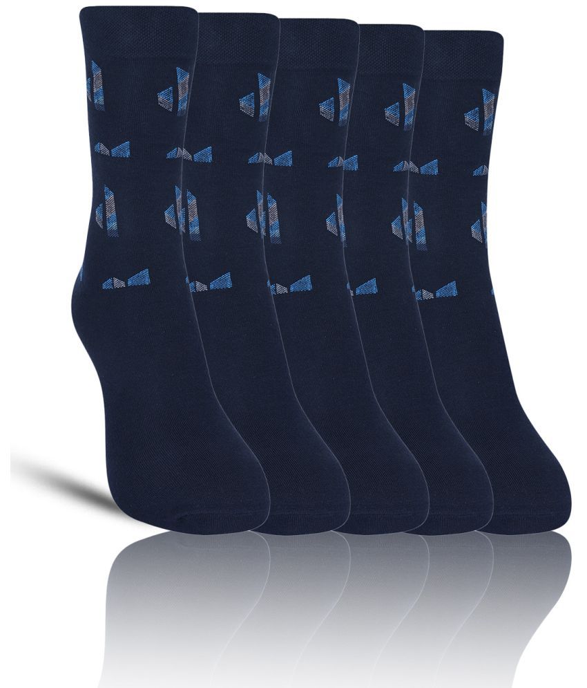     			Dollar - Cotton Men's Self Design Blue Full Length Socks ( Pack of 5 )