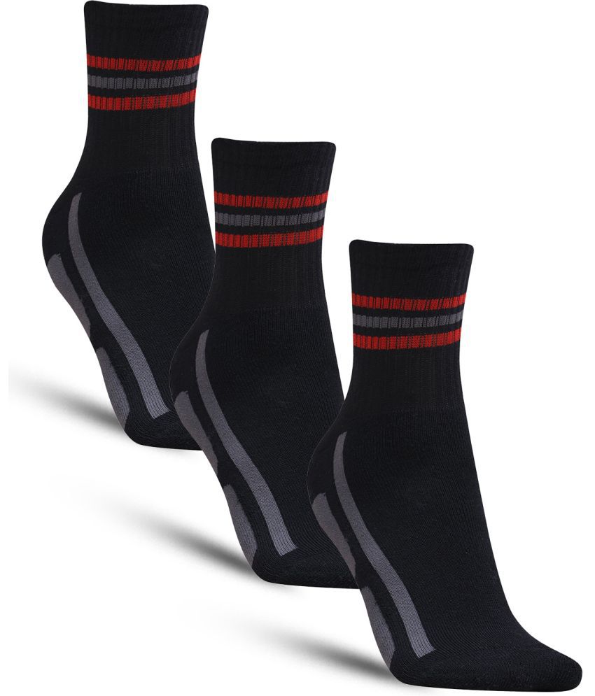     			Dollar - Cotton Men's Self Design Black Ankle Length Socks ( Pack of 3 )