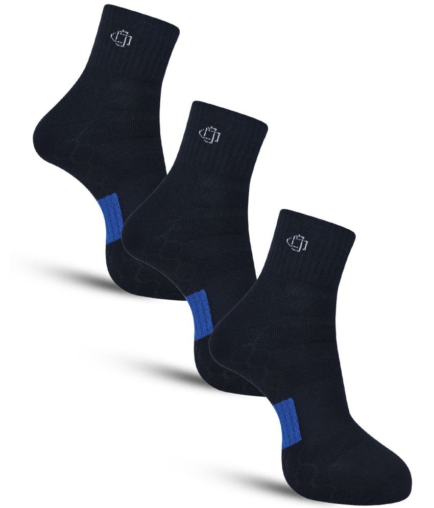     			Dollar - Cotton Men's Self Design Black Ankle Length Socks ( Pack of 3 )