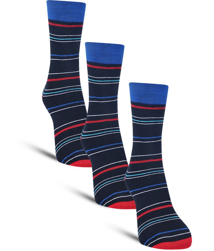     			Dollar - Cotton Men's Striped Blue Full Length Socks ( Pack of 3 )