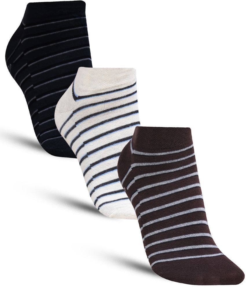     			Dollar - Cotton Men's Striped Multicolor Low Ankle Socks ( Pack of 3 )