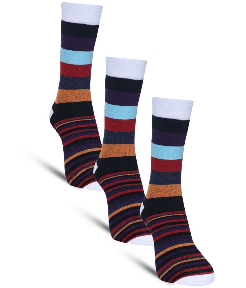     			Dollar - Cotton Men's Striped White Full Length Socks ( Pack of 3 )