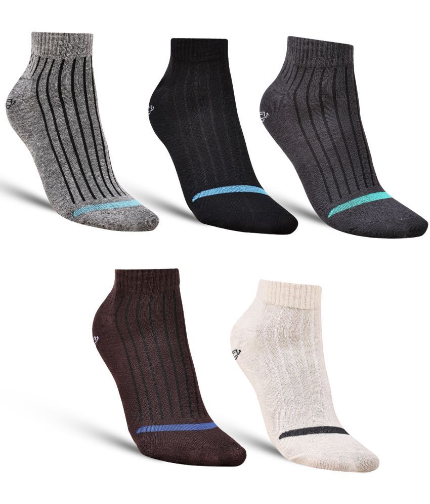     			Dollar - Cotton Men's Striped Multicolor Ankle Length Socks ( Pack of 5 )