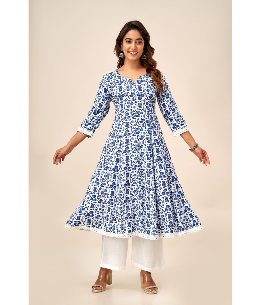     			FabbibaPrints Viscose Printed Anarkali Women's Kurti - Blue ( Pack of 1 )