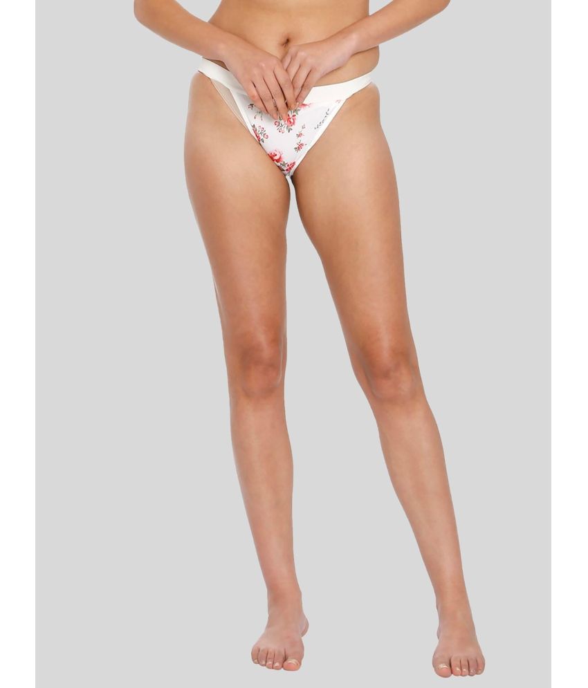     			ILRASO - Off White Nylon Printed Women's Thongs ( Pack of 1 )