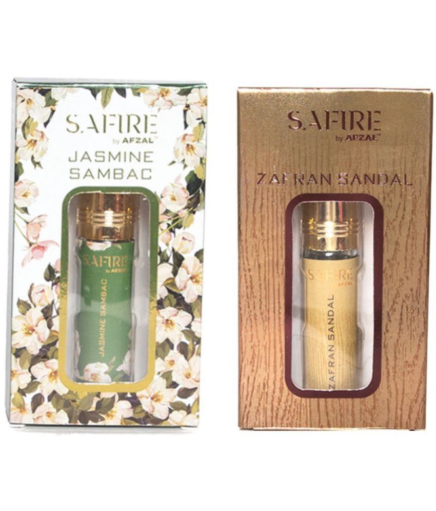     			SAFIRE JASMINE SAMBAC & ZAFRAN SANDAL ATTAR (COMBO PACK 6ML*2) ROLL-ON PERFUME OIL FOR MEN AND WOMEN