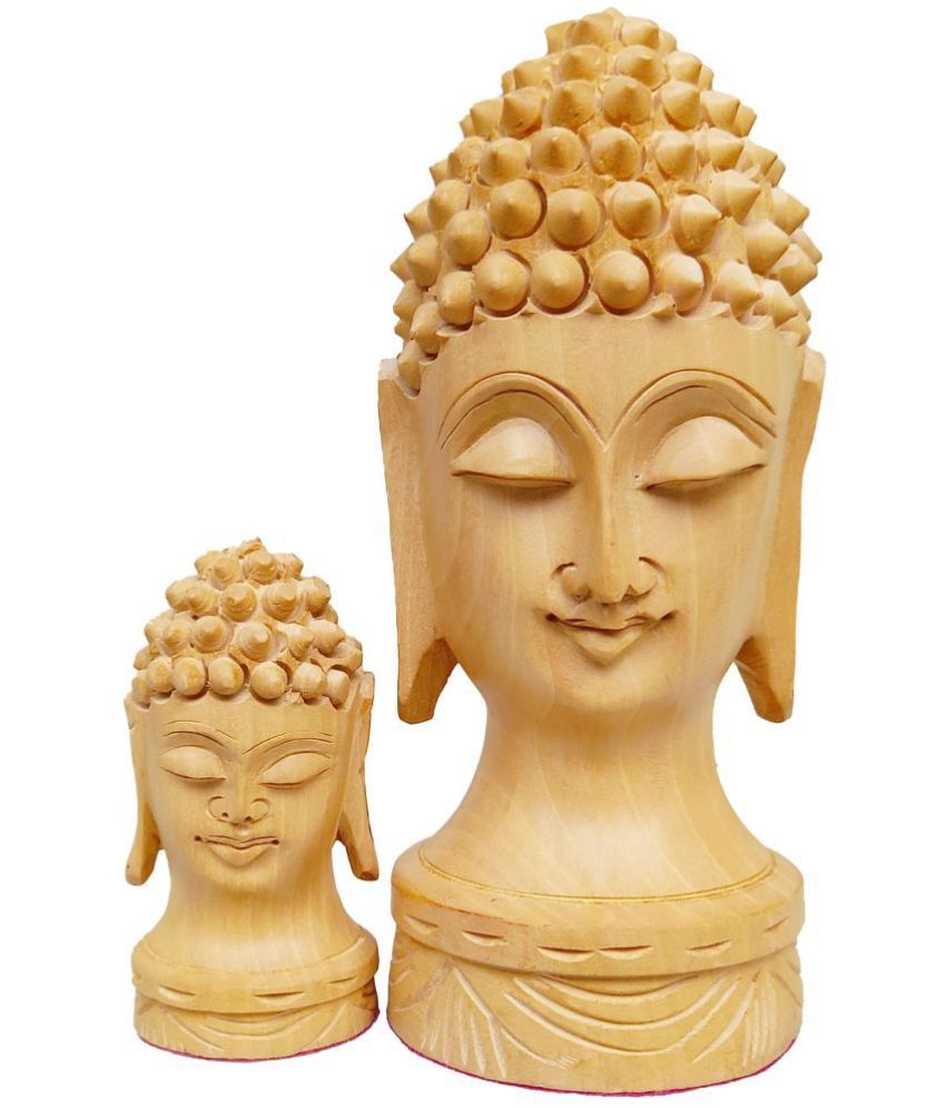     			ZIPPIWUD Coir Work Wood Buddha Idol 14 x 6 cms Pack of 2