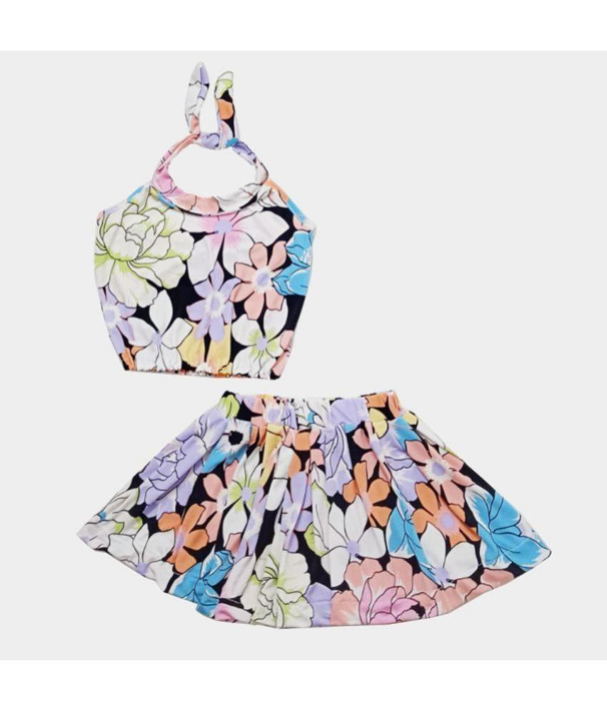     			harshvardhanmart.com - Multi Color Cotton Girls Top With Skirt ( Pack of 1 )