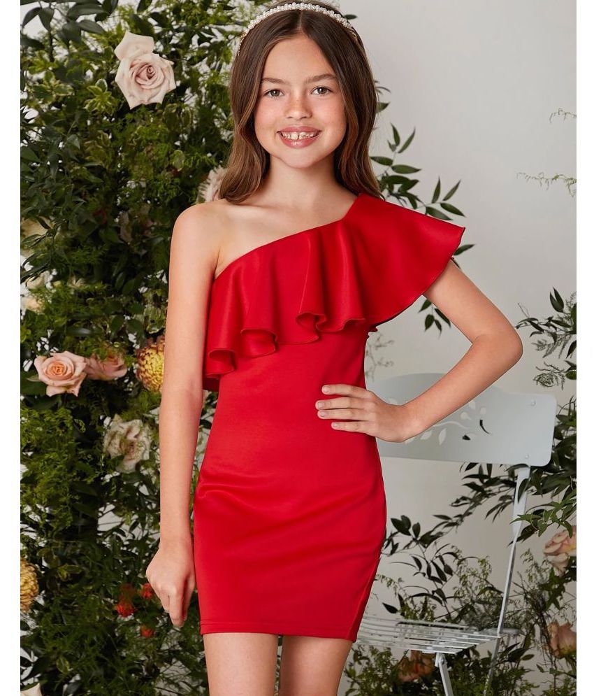     			Addyvero - Red Cotton Blend Girls Bodycon Dress ( Pack of 1 )
