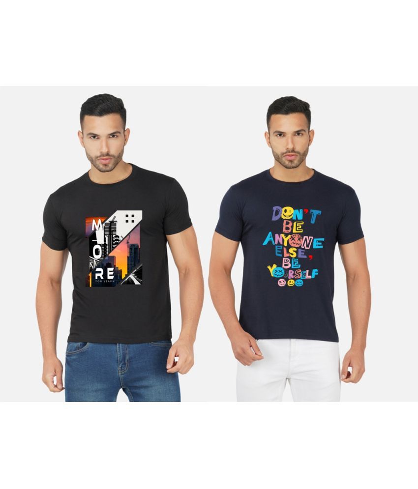     			CHOZI Cotton Blend Regular Fit Printed Half Sleeves Men's T-Shirt - Multicolor ( Pack of 2 )