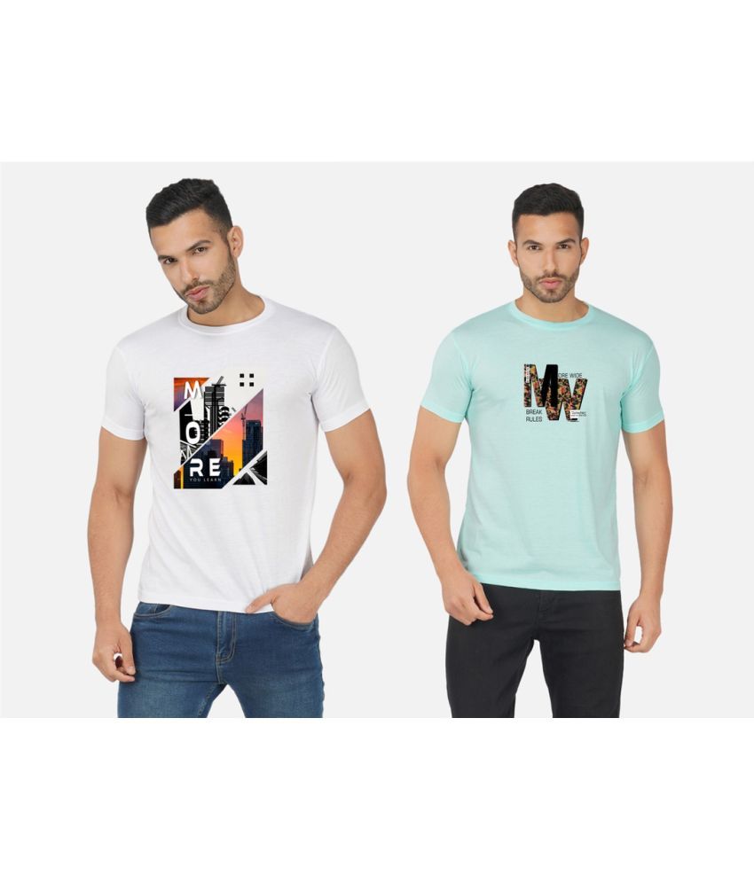     			CHOZI Cotton Blend Regular Fit Printed Half Sleeves Men's T-Shirt - Multicolor ( Pack of 2 )