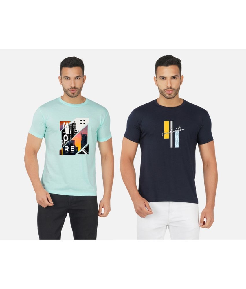     			CHOZI Cotton Blend Regular Fit Printed Half Sleeves Men's T-Shirt - Multicolor ( Pack of 2 )