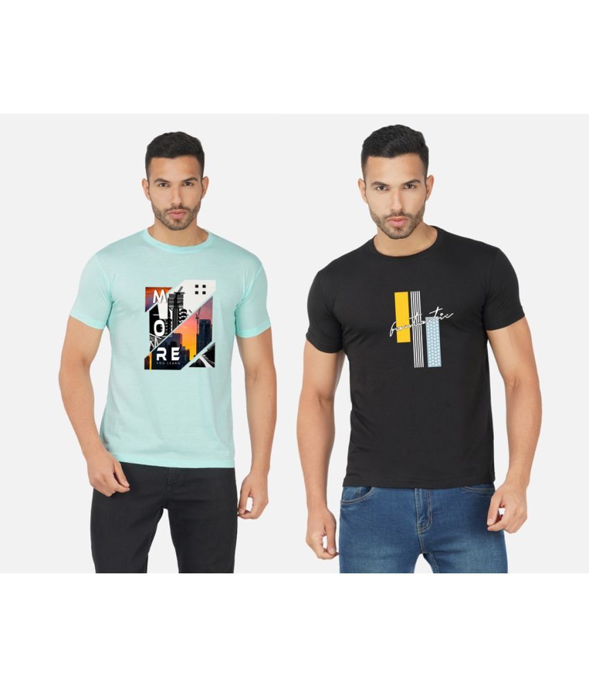     			CHOZI Cotton Blend Regular Fit Printed Half Sleeves Men's T-Shirt - Multicolor ( Pack of 2 )