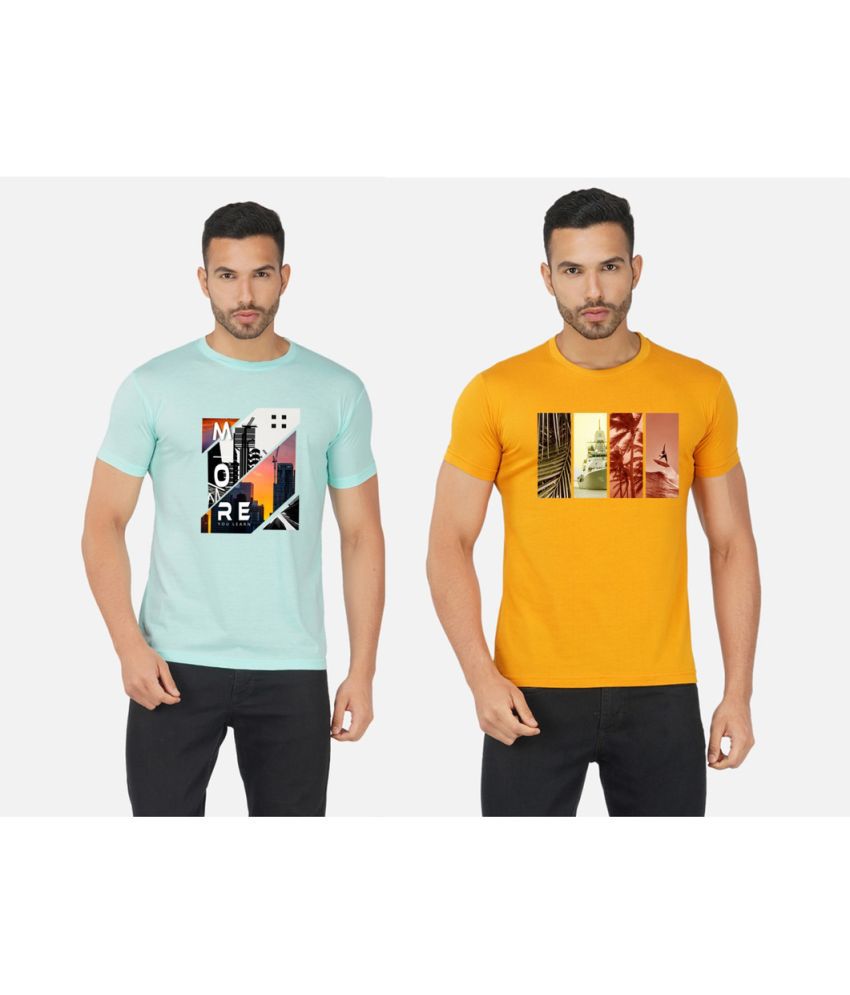     			CHOZI Cotton Blend Regular Fit Printed Half Sleeves Men's T-Shirt - Multicolor ( Pack of 2 )