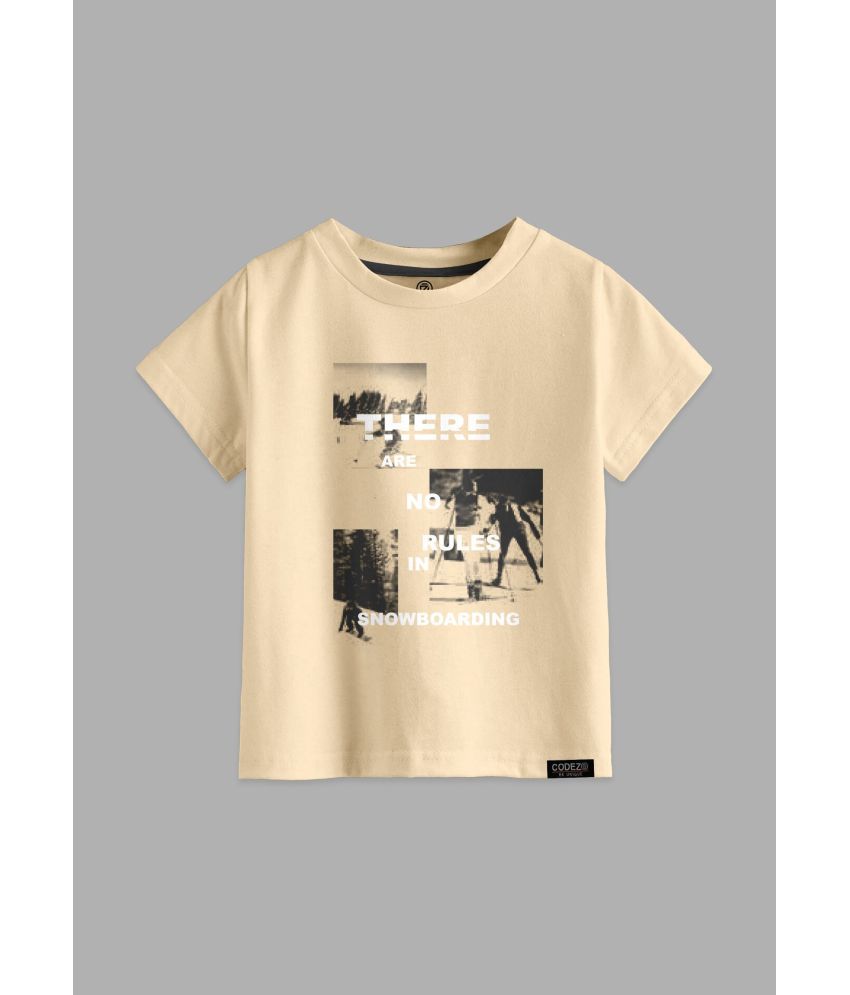     			CODEZ - Beige Cotton Blend Boy's T-Shirt ( Pack of 1 )