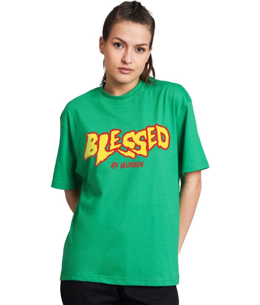     			Leotude - Green Cotton Blend Oversized Women's T-Shirt ( Pack of 1 )
