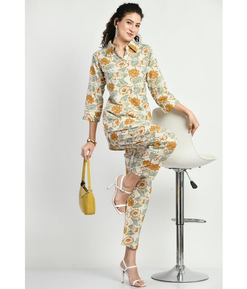     			MAURYA Women's Multicolor Floral Print Woman Cord Set Shirt Collar 3/4 Sleeve Co Ord Set | Co Ord Women | Cord Set Women | Cod Sets Women (MCS011-M)