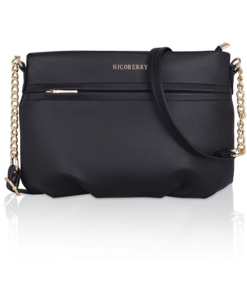     			Nicoberry - Black PU Sling Bag