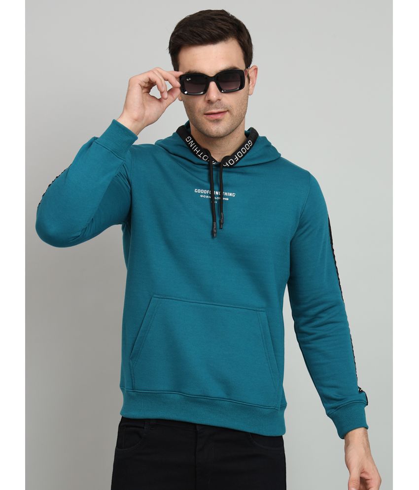     			OGEN Cotton Blend Hooded Men's Sweatshirt - Teal ( Pack of 1 )