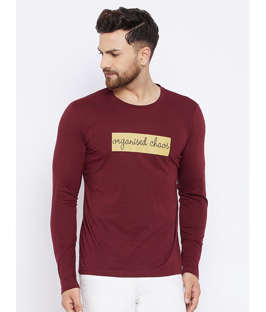     			The Million Club Polyester Regular Fit Printed Full Sleeves Men's T-Shirt - Maroon ( Pack of 1 )