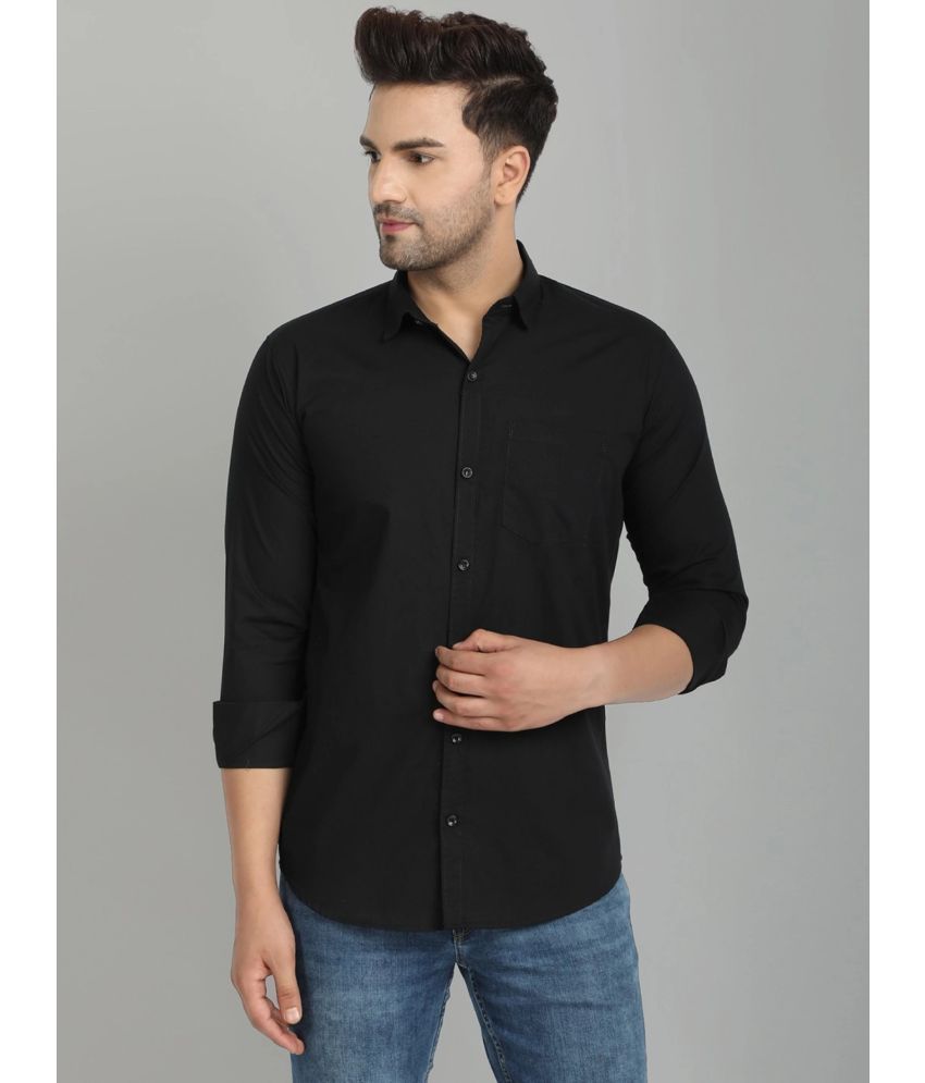     			VERTUSY Cotton Blend Regular Fit Solids Full Sleeves Men's Casual Shirt - Black ( Pack of 1 )